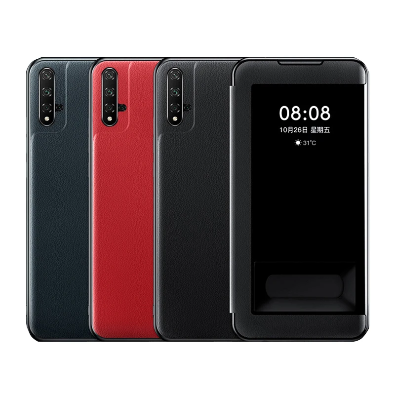Роскошный кожаный чехол книжка для Xiaomi Redmi Note 8 Pro K20 с сенсорным окошком просмотра