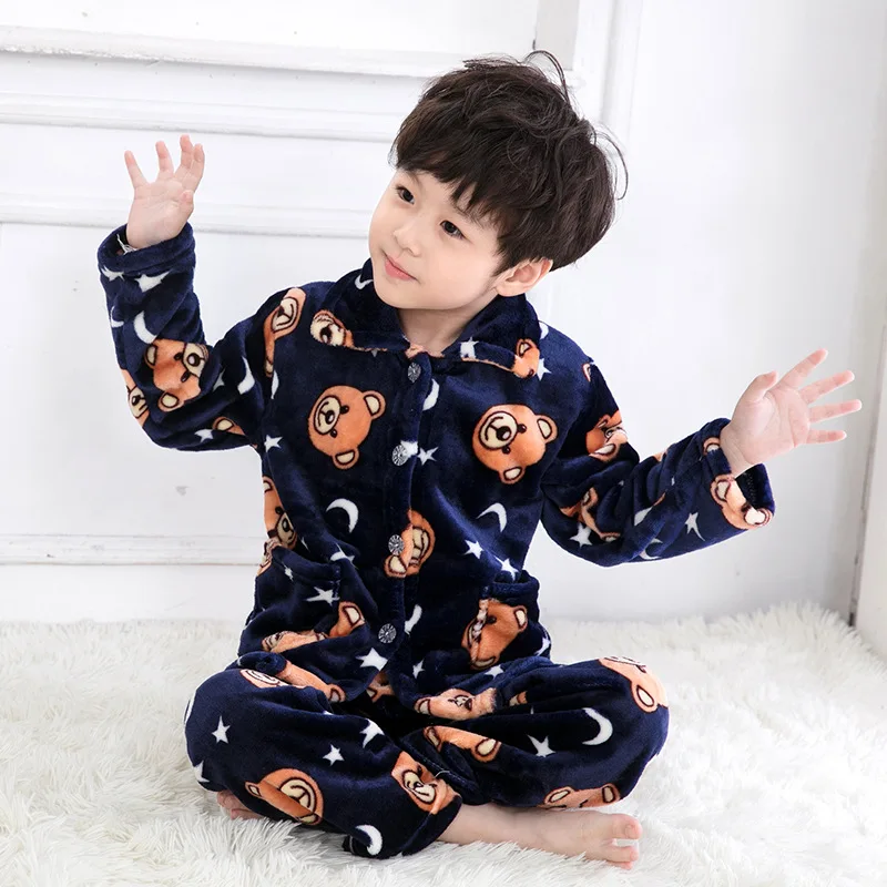 Пижама infantil inverno детский пижамный комплект из кораллового флиса пижама с принтом