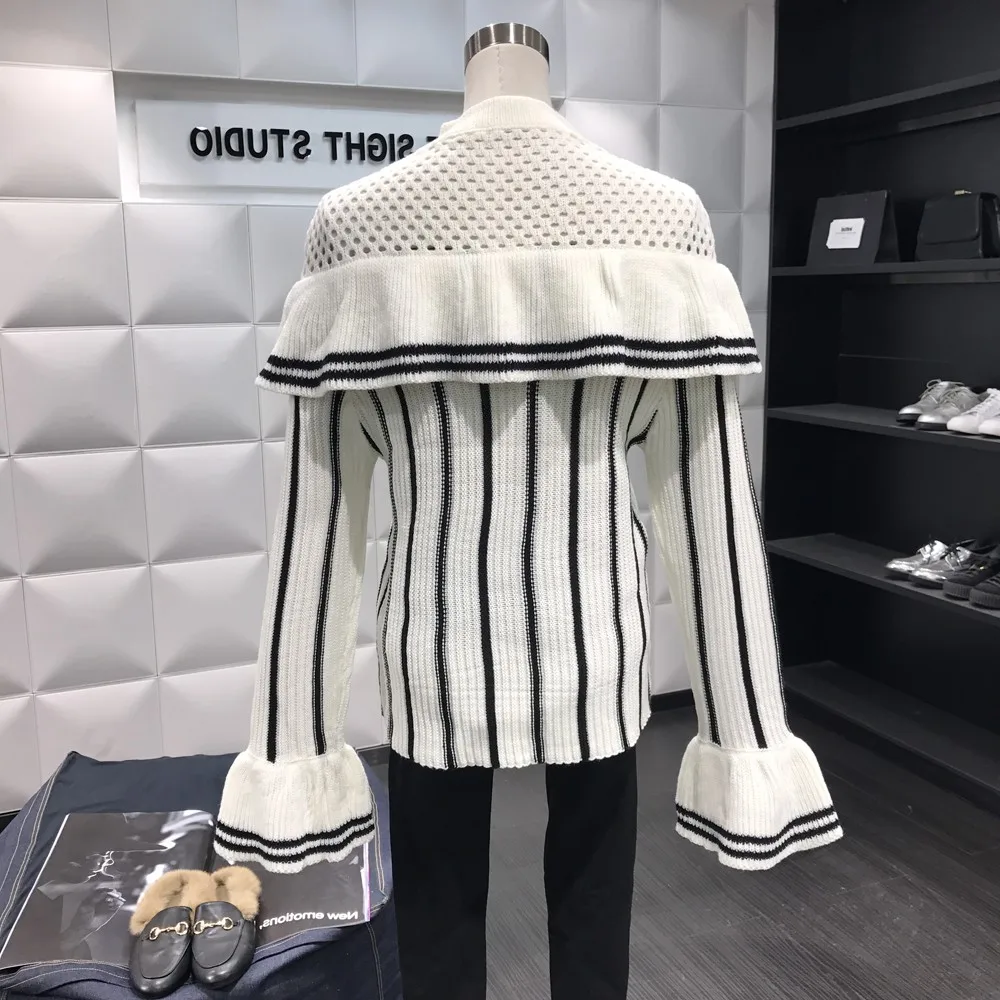 HAMALIEL свитер для подиума с автопортретом топы новинка весна-осень оборками в