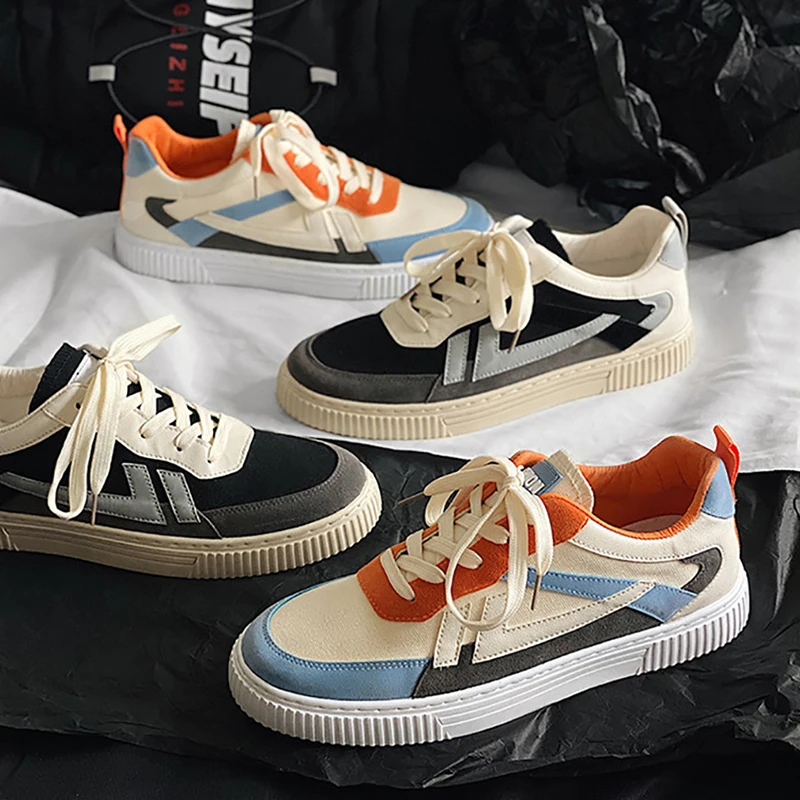 

Men Low Skools Classic Vulcanized Canvas Shoes 2020 New Fashion Lace-up Joker simple Personality Shoes Men Non-slip Flats Shoes