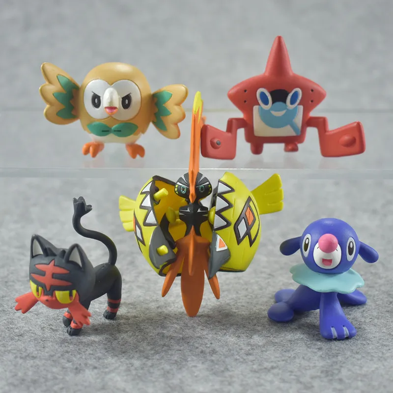 FMRXK 4 ~ 7 см аниме мультфильм Солнце Луна Rowlet Litten Popplio Tapu Koko Rotom ПВХ Фигурки игрушки