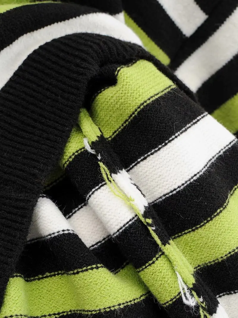 Женское Полосатое платье-свитер унисекс осенне-зимний вязаный теплый джемпер