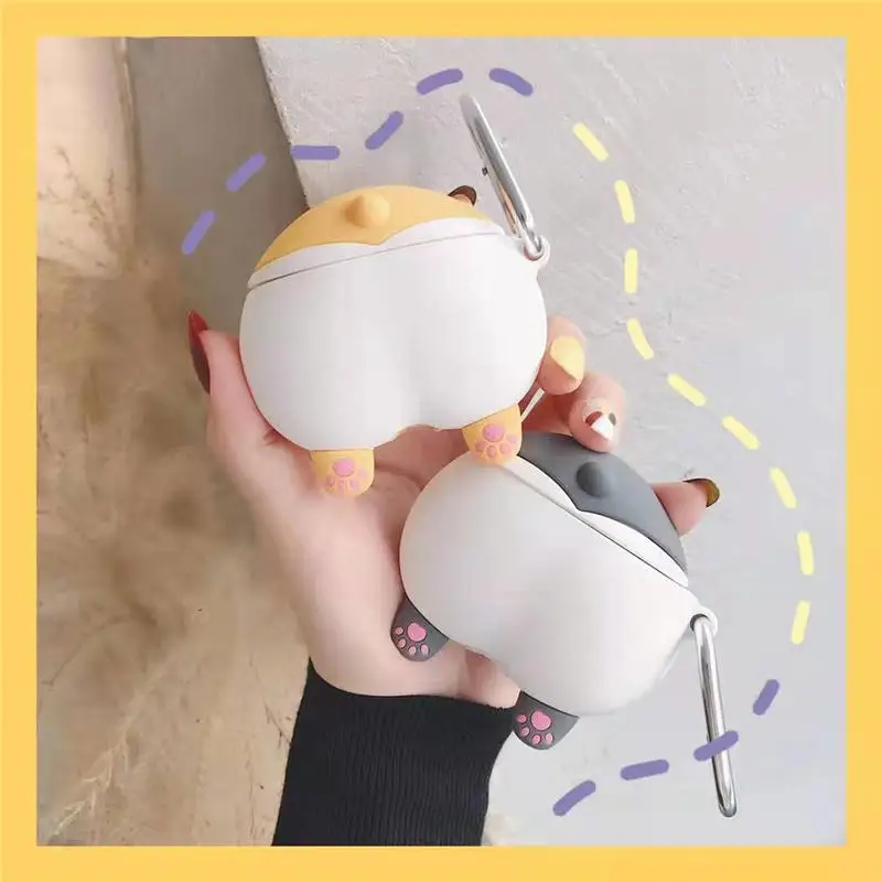 Мягкий силиконовый чехол для Apple Airpods 1 2 Bluetooth с объемным рисунком Акита собаки