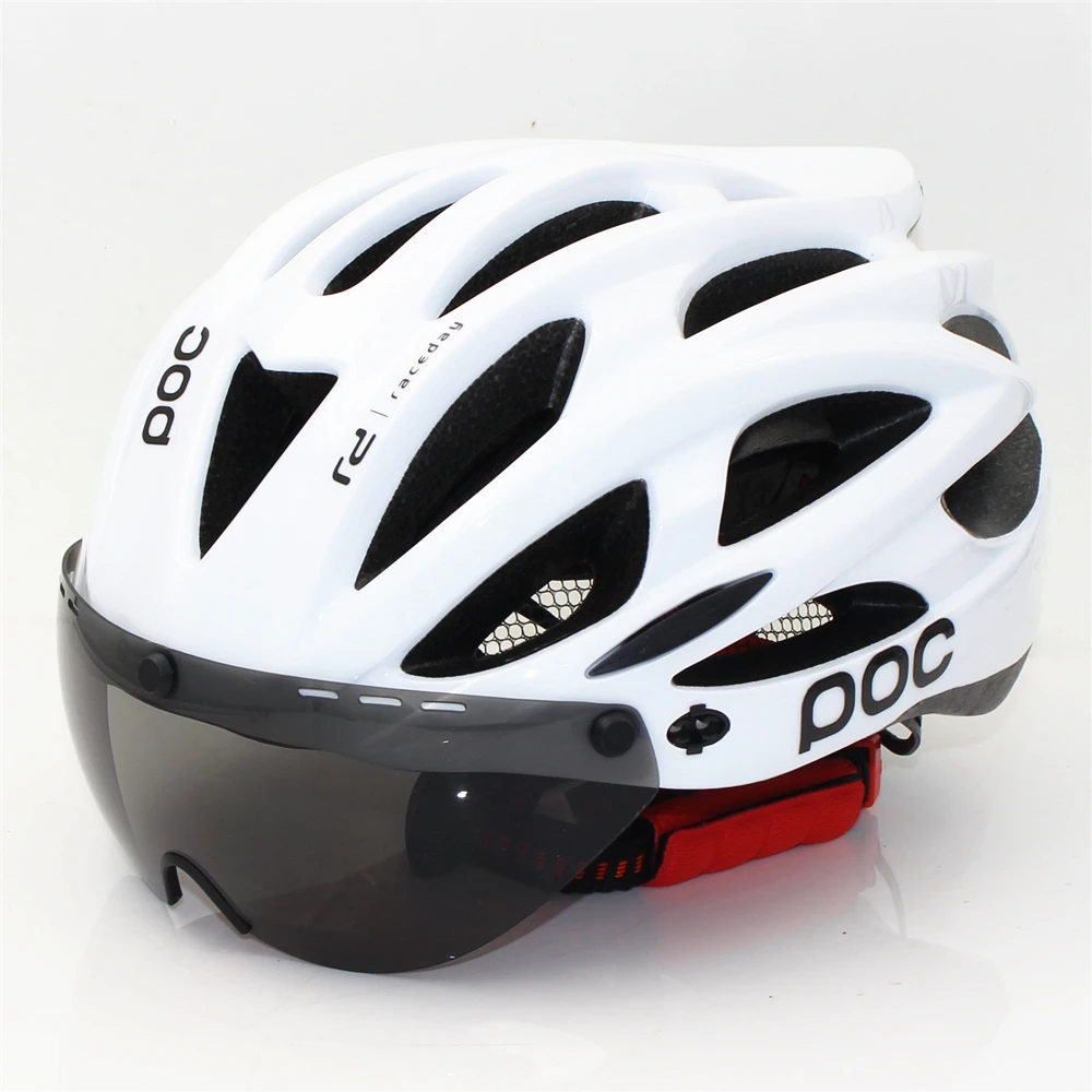 

POC Raceday Road Bicycle Men Women Bike Helmet Back Light Mountain Road Ciclismo Cycling Helmets Safety Cap lens with tail light