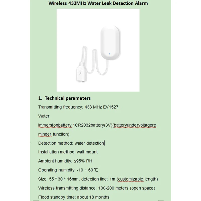 

MOOL Water Leakage Alarm Detector Independent Water Leak Sensor Smart App Notification Overflow Security Alarm Accessories