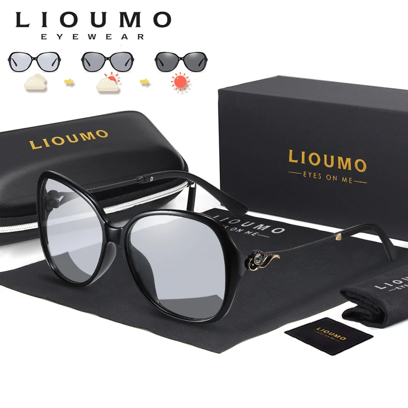 

Женские солнцезащитные очки LIOUMO, поляризационные фотохромные очки большого размера с защитой от сисветильник света, 2020