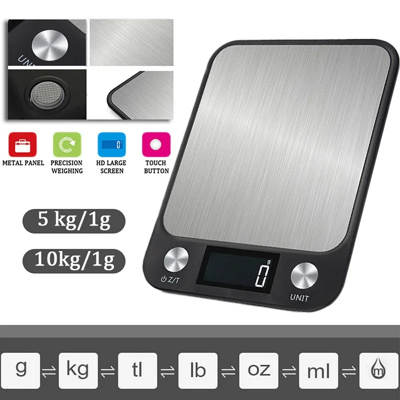 

Digital Kitchen Scale Stainless Steel Food Weighing Scale with Backlight Display Food Bake Scale Electronic Bench Scale5/10kg 1g