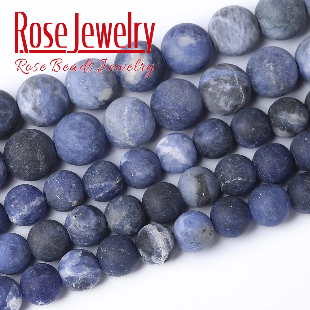 Оптовая продажа натуральный матовый камень темно синий Sodalite круглые бусины 15