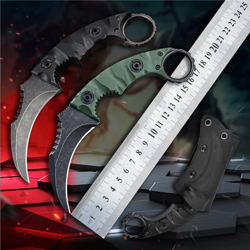 Нож Karambit G10 440C с фиксированным лезвием CSGO тактический карманный для самообороны и