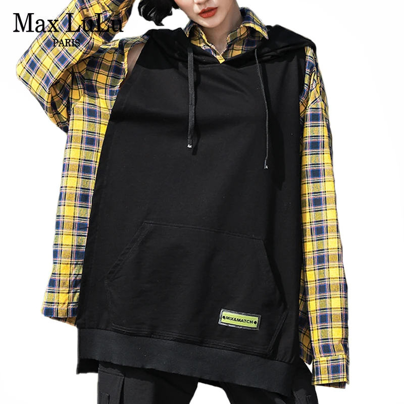 Max LuLu 2020 корейские весенние модные женские Лоскутные свитшоты Женские клетчатые