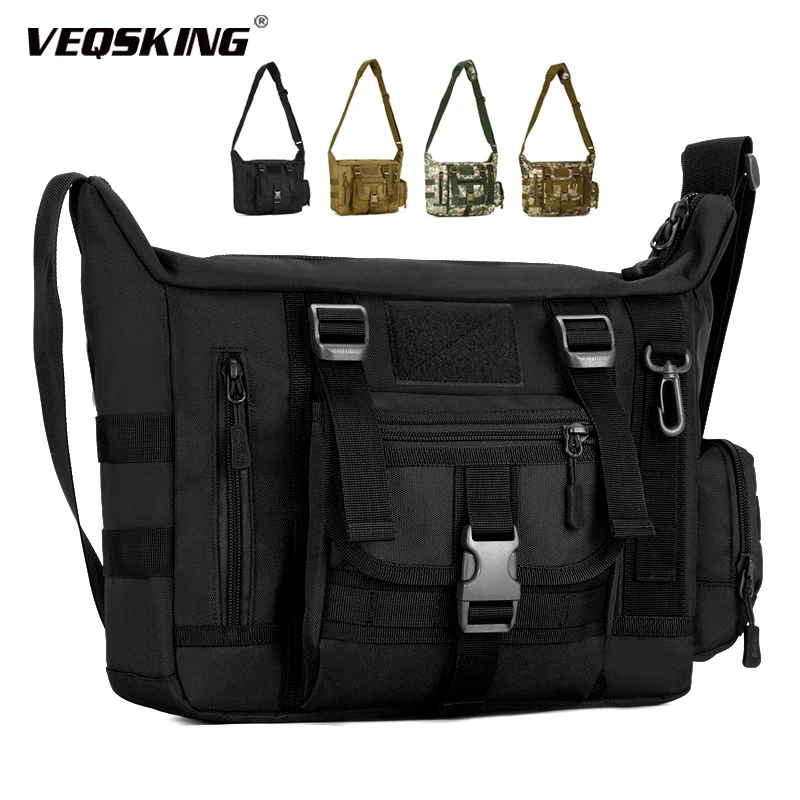 , Waterproof Crossbody Bag For Outdoor Traveling Hiking, Military Canvas Bags Shoulder Bag For 14