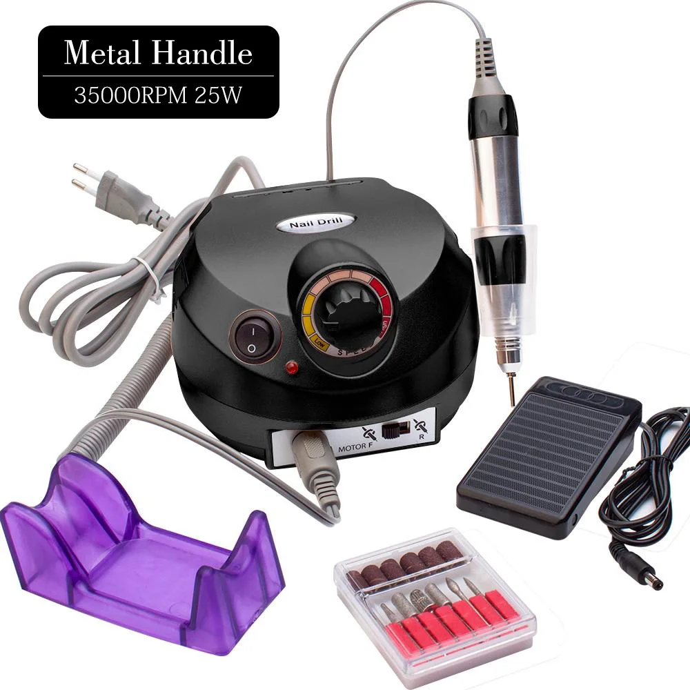 Black EU 220V Set3 Профессиональный электрический сверлильный станок, Электрический Маникюрный сверла машины, аксессуары для педикюра, набор для дизайна ногтей, сверлильный инструмент для ногтей - Color: Black EU 220V Set3