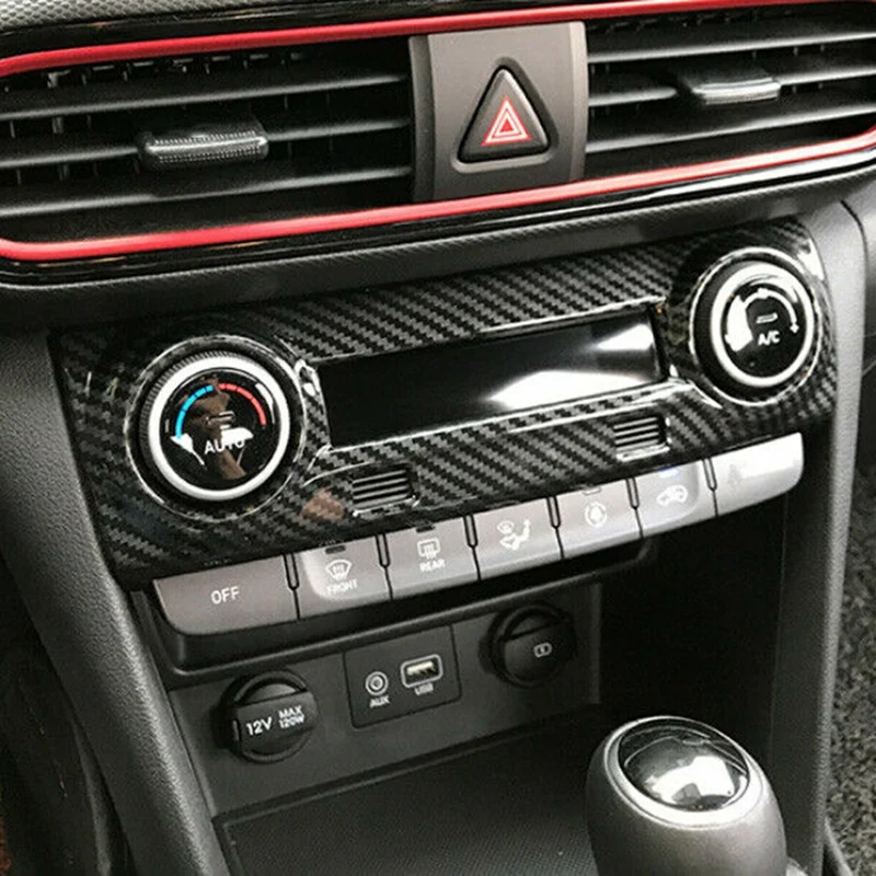 Carbon Fiber Central Console AC Switch Panel Cover Trim Decoration for Hyundai Encino Kona 2018-2021 | Автомобили и мотоциклы