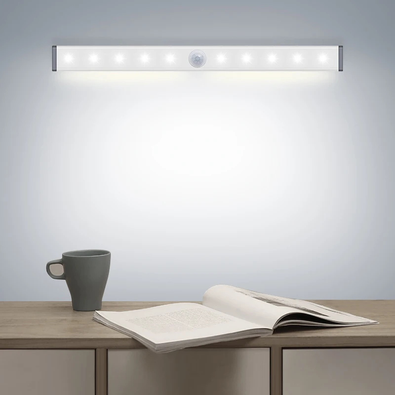 

210/ 290mm 14 LEDs 20 LEDs Long Strip Under Cabinet Light Magnetic Closet Lights Motion Sensor Closet Lamp For Kitchen Wardrobe
