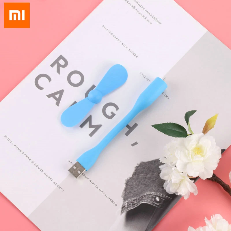 Blue Xiaomi Портативный Гибкий мини USB вентилятор гибкие съемные USB гаджеты низкая мощность для банка питания для ПК для ноутбука для OTG - Color: Blue