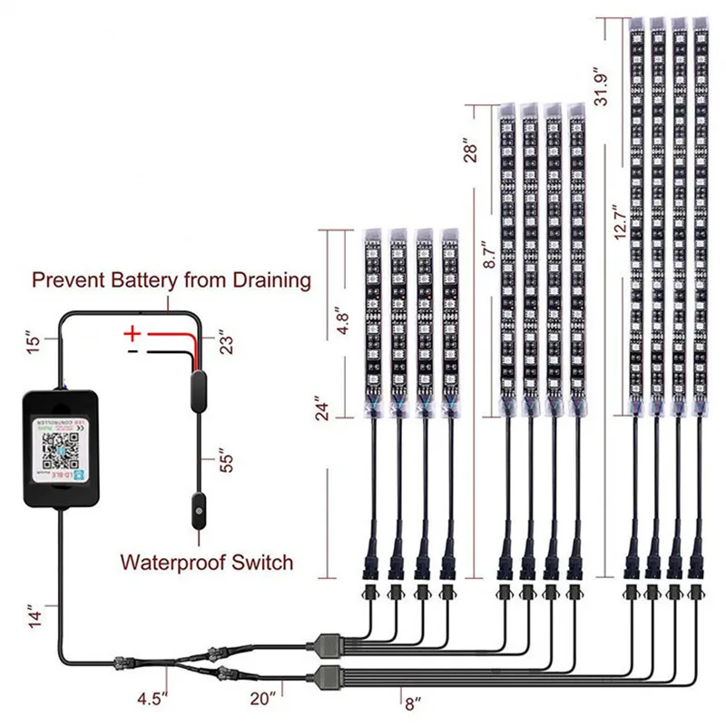 Автомобильная светодиодная лента светильник Rgb украшение для мотоцикла