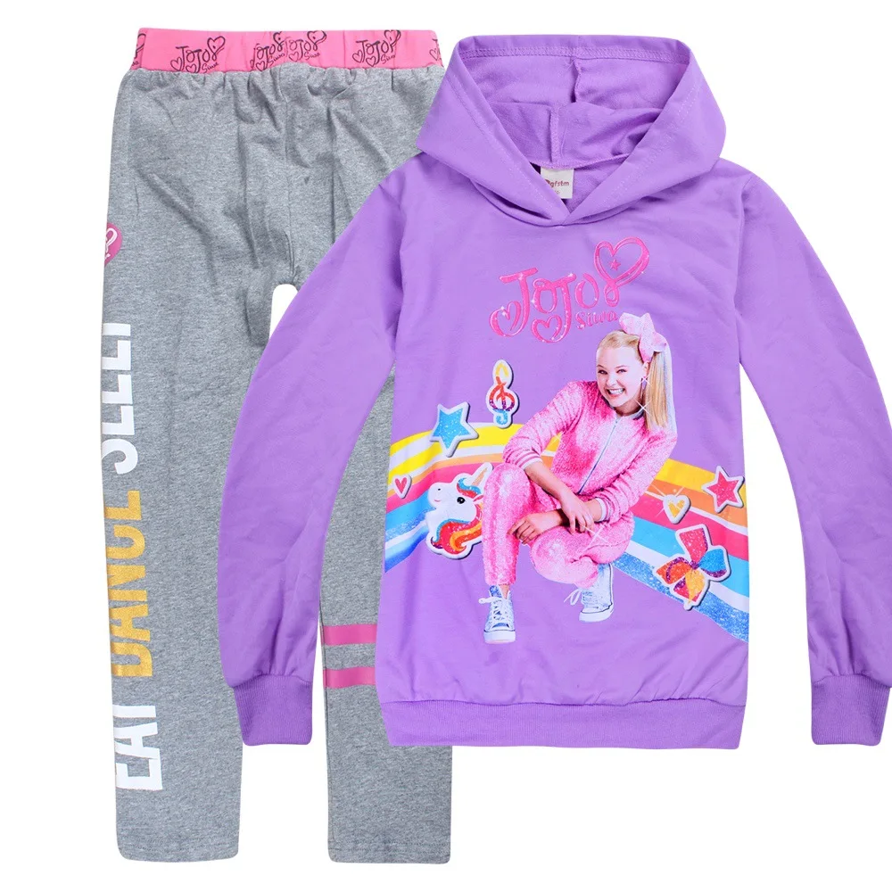 Новинка года; сезон весна-осень; JOJO Siwa; комплекты одежды для девочек; толстовка с капюшоном+ брюки; комплект одежды; детская спортивная одежда из хлопка - Цвет: Set