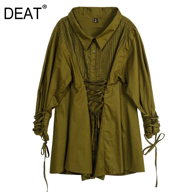 DEAT 2020 Новое весеннее и летнее модное женское платье с отложным воротником