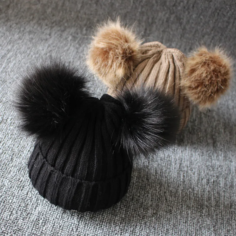 Brand New Bbay Hats Newborn Kids Baby Boys Girls Fur Pom Hat Winter Warm Knit Knitting Wool Solid Ball Soft Fashion Hot 2019 | Детская