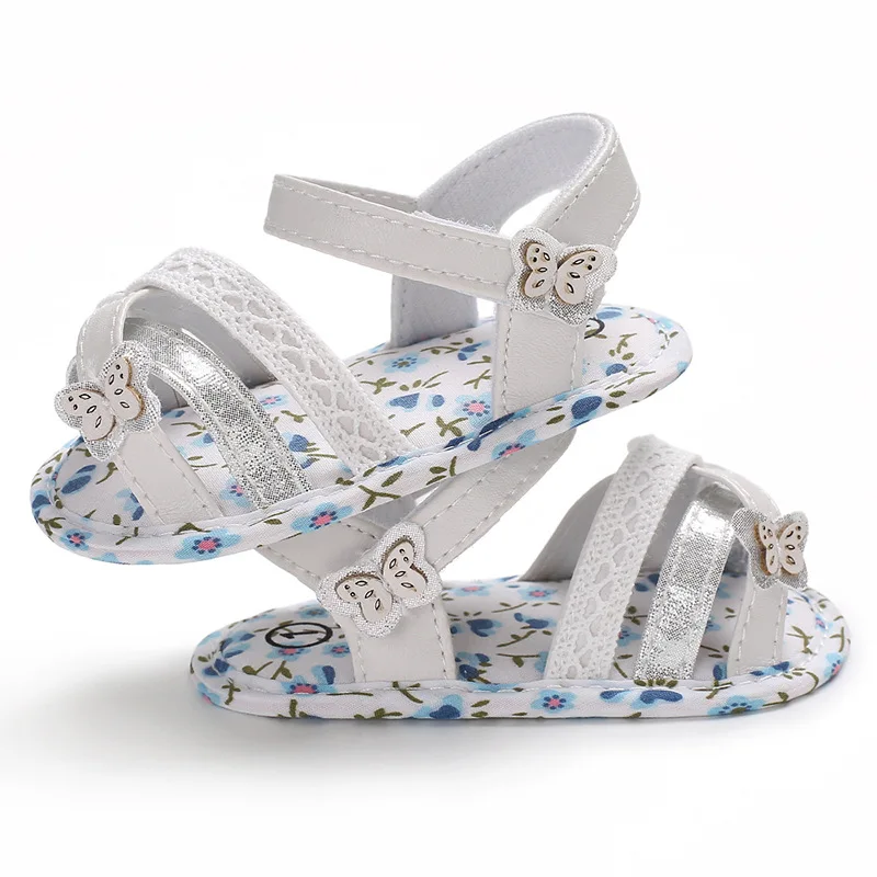 Летняя обувь для маленьких девочек с цветочным принтом Обувь из хлопка мягкой