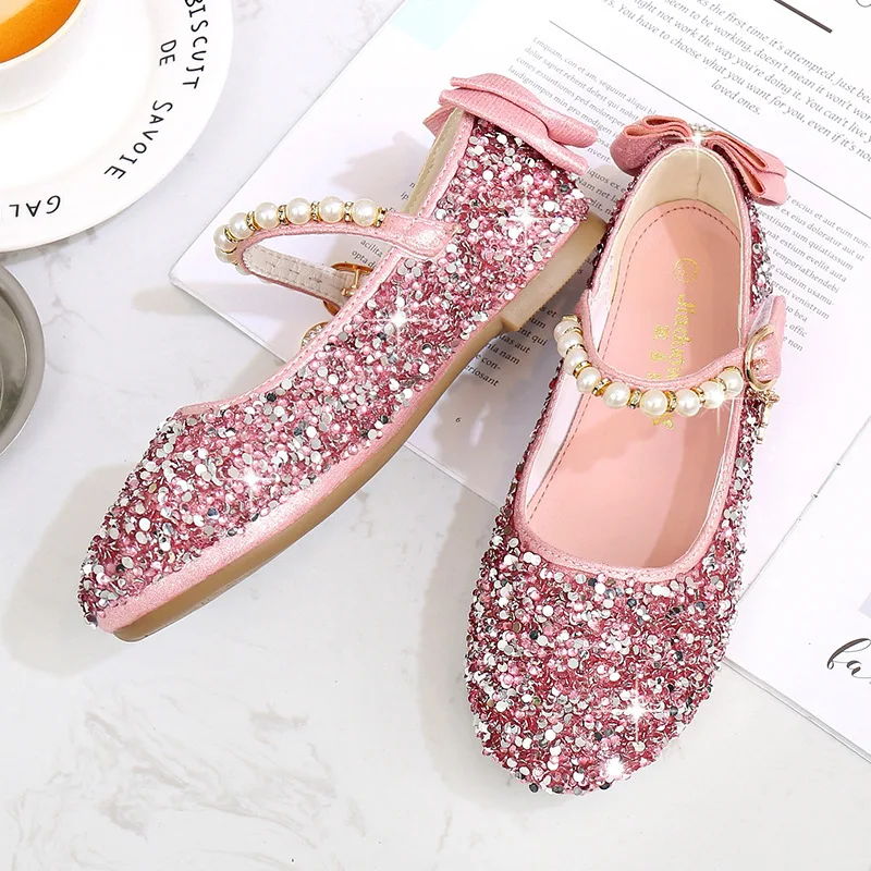 New Girls Leather Princess Sandals Children's 2020 Summer Sequins Kids Lovely Style Fashion Shoes Size 24-37 Sandalet | Мать и