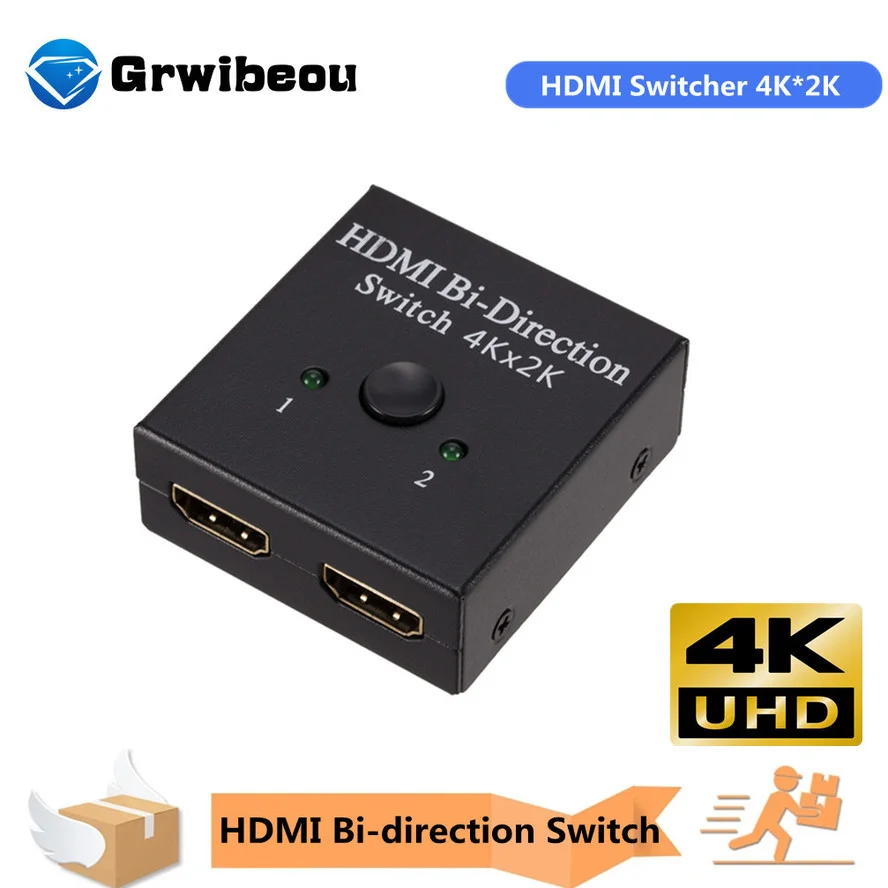 

Grwibeou HDMI Splitter 4K Switch KVM Bi-Direction 1x2/2x1 HDMI-compatible Switcher 2 in1 Out for PS4/3 TV Box Switcher Adapter