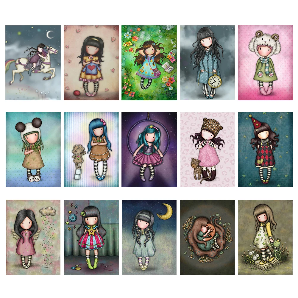 

5D DIY Diamond Painting Gores Cartoon Doll Full Round Drill Resin Mosaic Wall Art Picture of Rhinestone Home Decoration 30*40cm