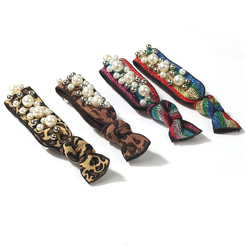 Женские резинки для волос с леопардовым принтом жемчужные радужной расцветки