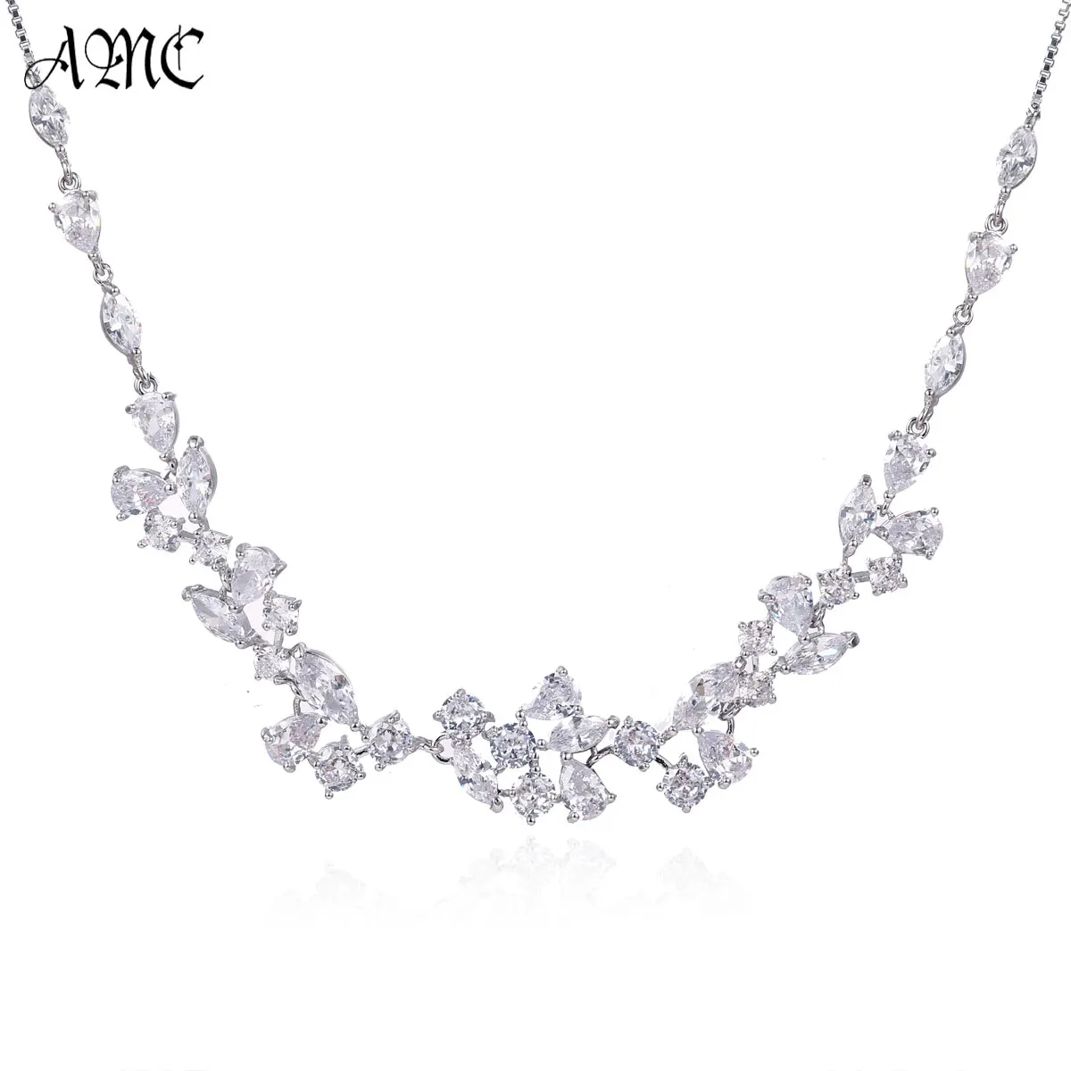

AMC Bright Pull-out Crown Necklace Chasing True Love Bride's Zircon Necklace Women Flower Wedding Evening Date Dressing Gifts