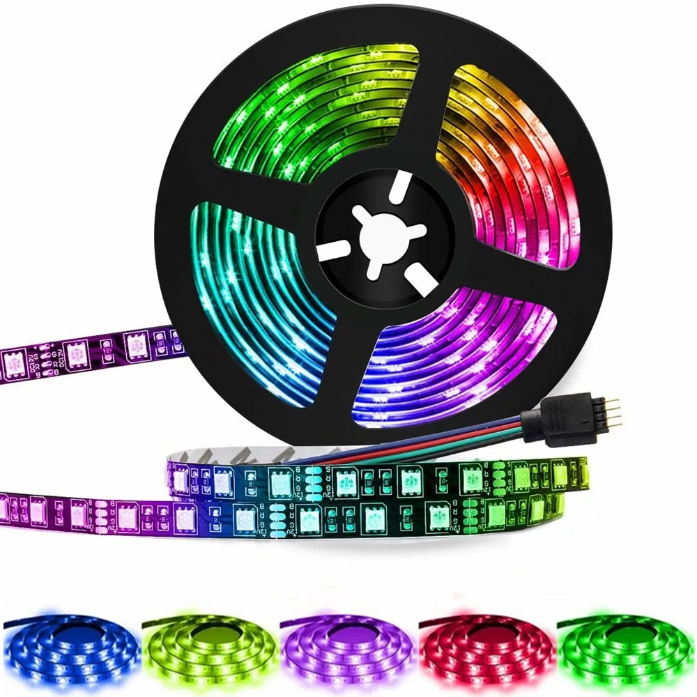 

5 м IP20/IP65 Светодиодная лента 60 светодисветодиодный s/M 5050 RGB Светодиодная лента Черная/белая печатная плата 12 В постоянного тока водонепрониц...