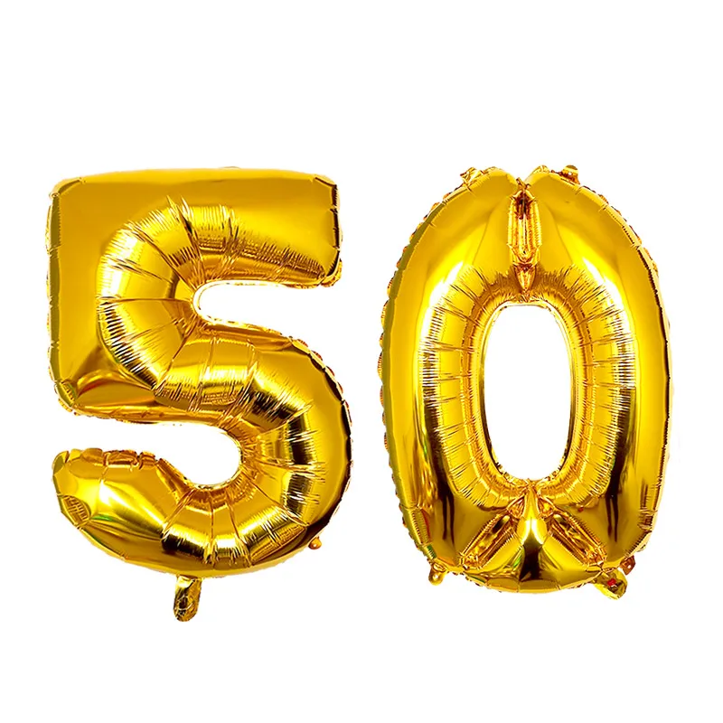

2pcs 32 Or 40 inch Happy 50 Birthday Foil Balloons pink blue gold number 50th Years Old Party Decorations Man Boy Girl Supplies