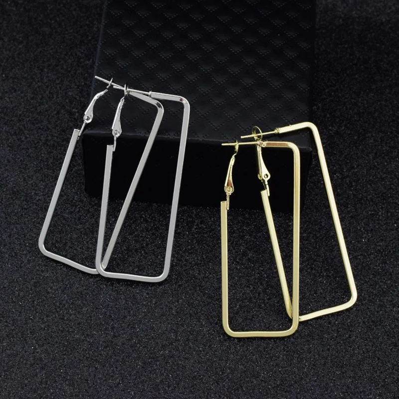 

Creative Geometric Rectangle Hoop Earrings For Women Jewelry Street Earring
