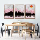 Акварельные импрессионистские плакаты и принты абстрактный розовый цветок дерево восход пейзаж холст картина скандинавские настенные художественные фотографии