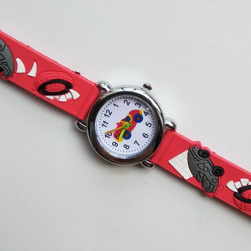 Синий черный красный ремешок мультфильм Силиконовые Детские часы кварцевые для