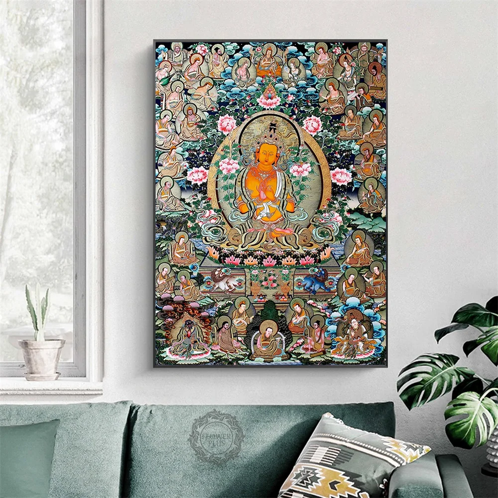 Картина будды тханка индийская китайская религия стиль холст печать постер