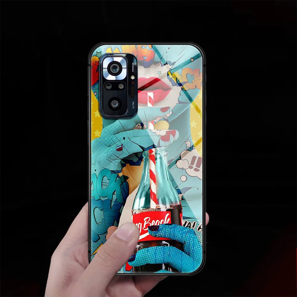 

Coca Coke Tempered Glass Phone Case Cover For Xiaomi Redmi Note 7 8 9 10 K40 A C S T Pro Black Cell Pretty Black Coque