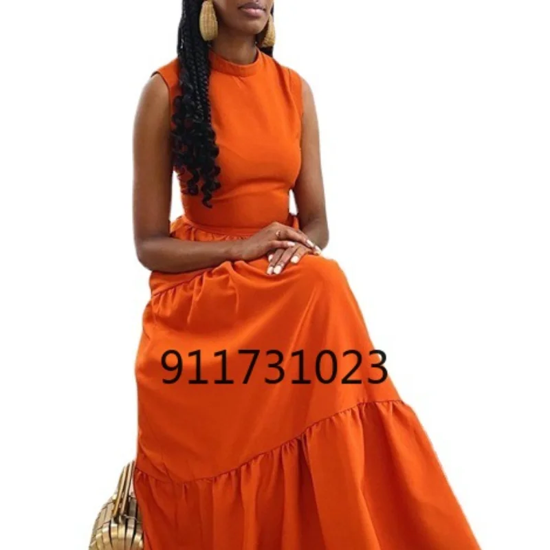 2021 Summer Dresses for Women African Ladies Dress Sleeveless Evening Gowns Elegant Outfit Party Clothing | Тематическая одежда и