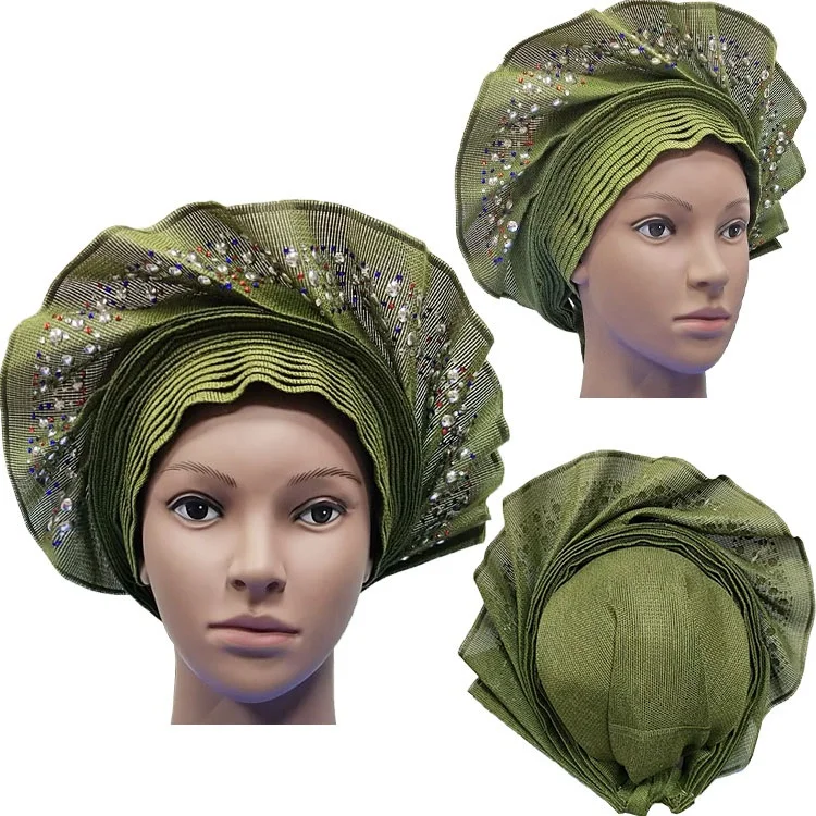 Африканский ASO OKE Gele головное украшение высокого качества нигерийский традиционный свадебное использование 013 Авто Gele