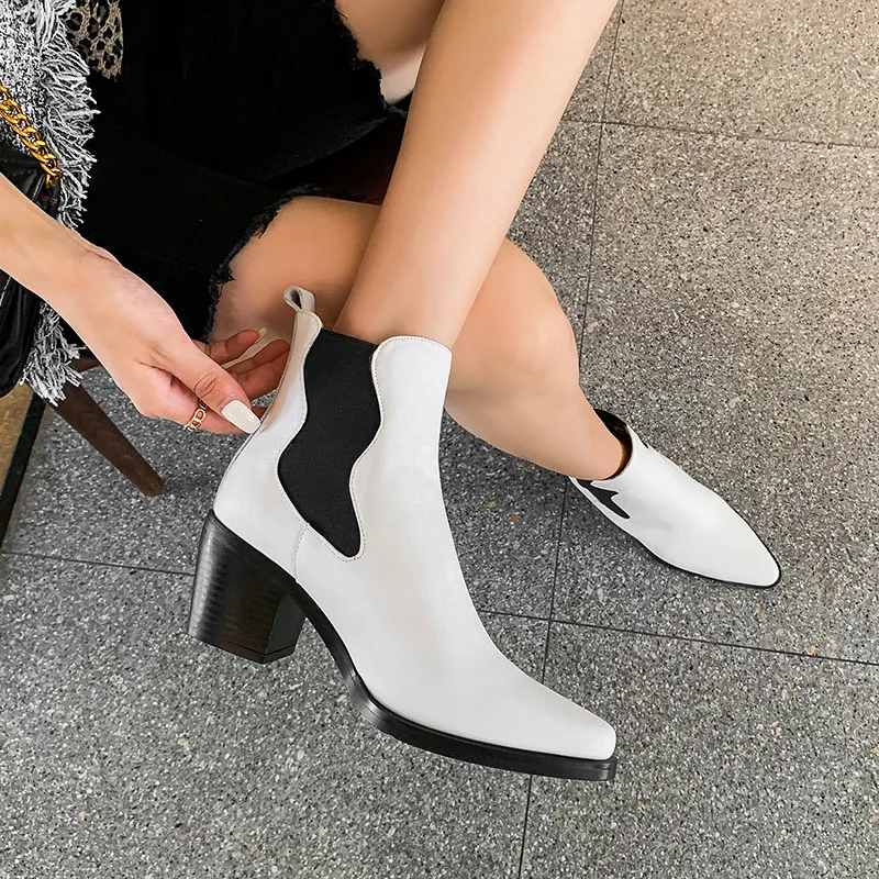 

ASUMER 2020 new arrivel ankle boots women top quality genuine leather shoes pointed toe autumn winter Chelsea boots woman