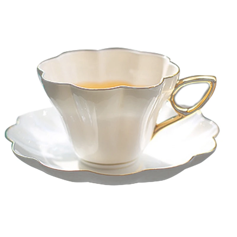 Элегантный цветочный костяной фарфор чайная чашка блюдце набор керамическая
