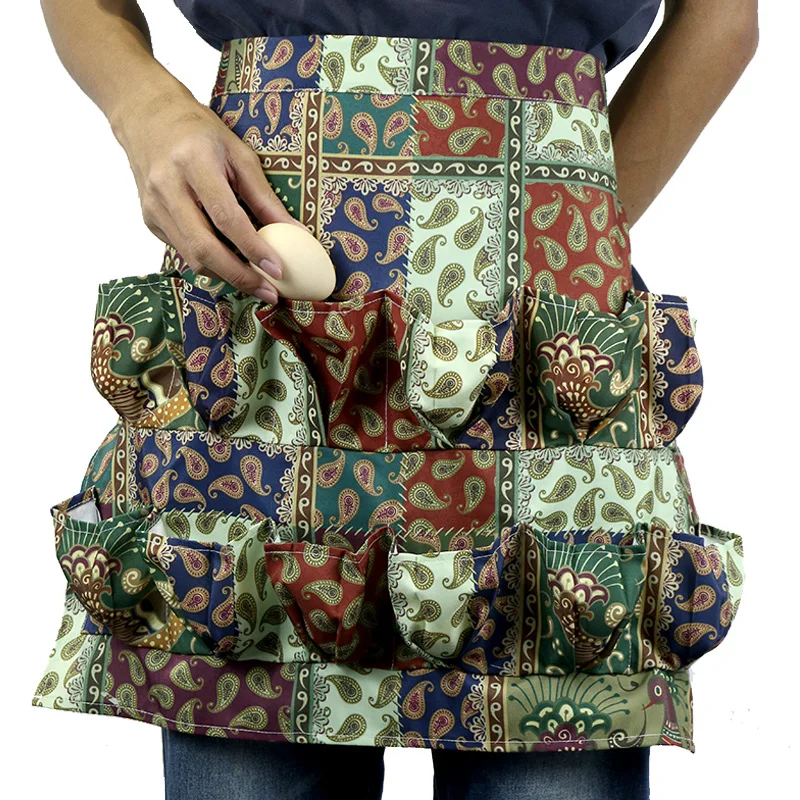 

Japanese Egg Collecting Apron Dress Women Nordic Linen Novelty Multi Pocket Cartoon Trimming Apron Tablier Enfant Restaurant