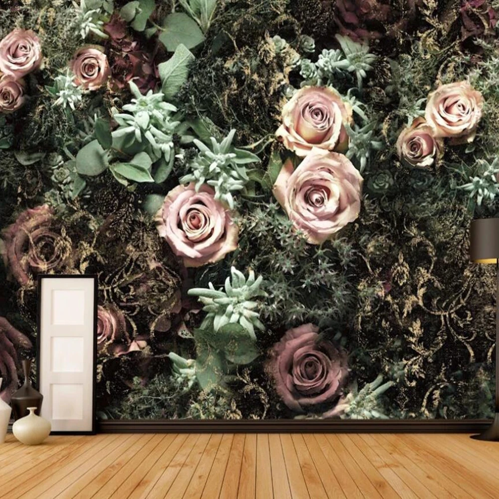 Custom murals 3D hand-painted retro flowers floral living room sofa background decoration Self Adhesive wallpapers Waterproof |