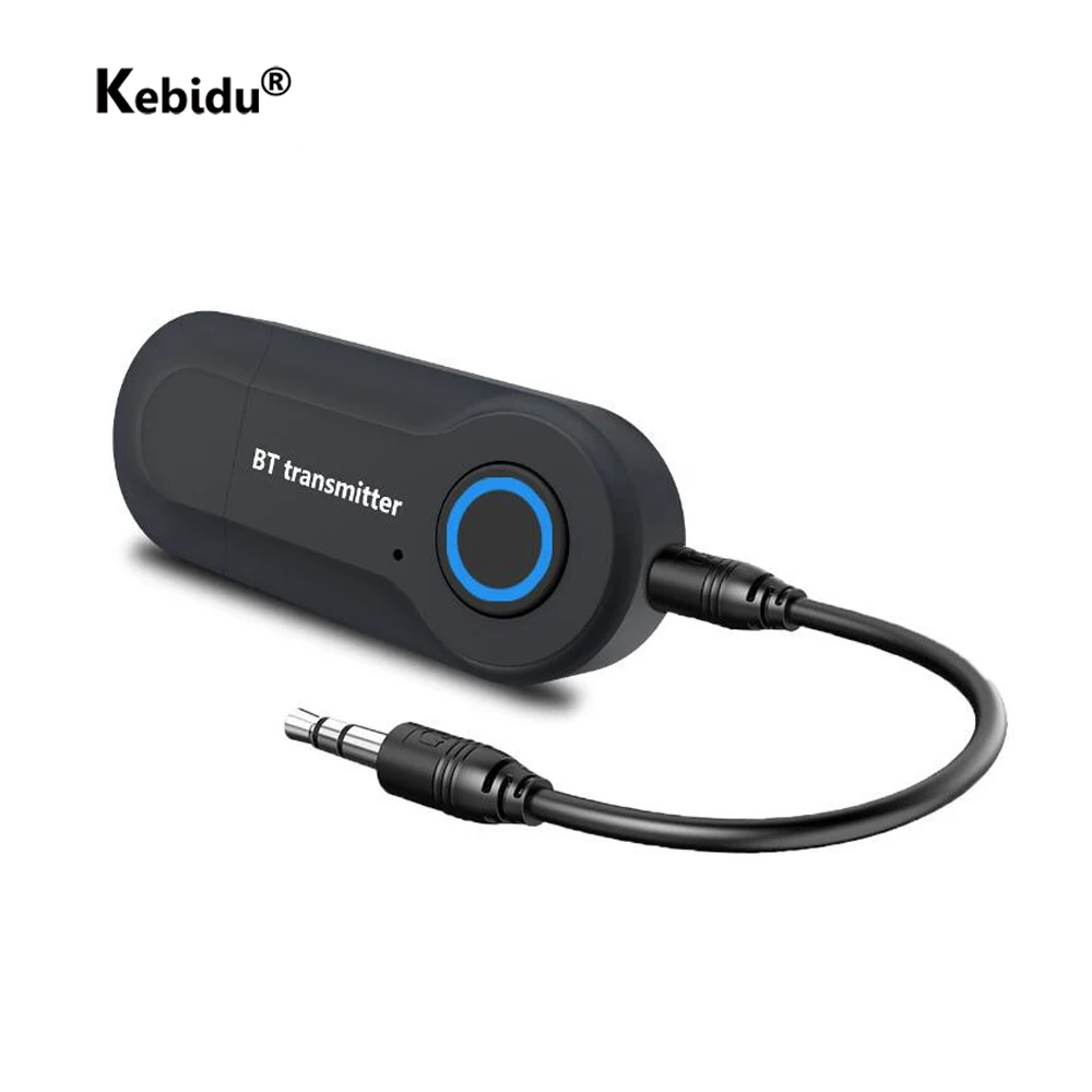 Kebidu Bluetooth Transmitter 3.5MM Jack Audio Adapter Wireless Bluetooth Stereo Audio Transmitter Adapter for PC TV Headphones