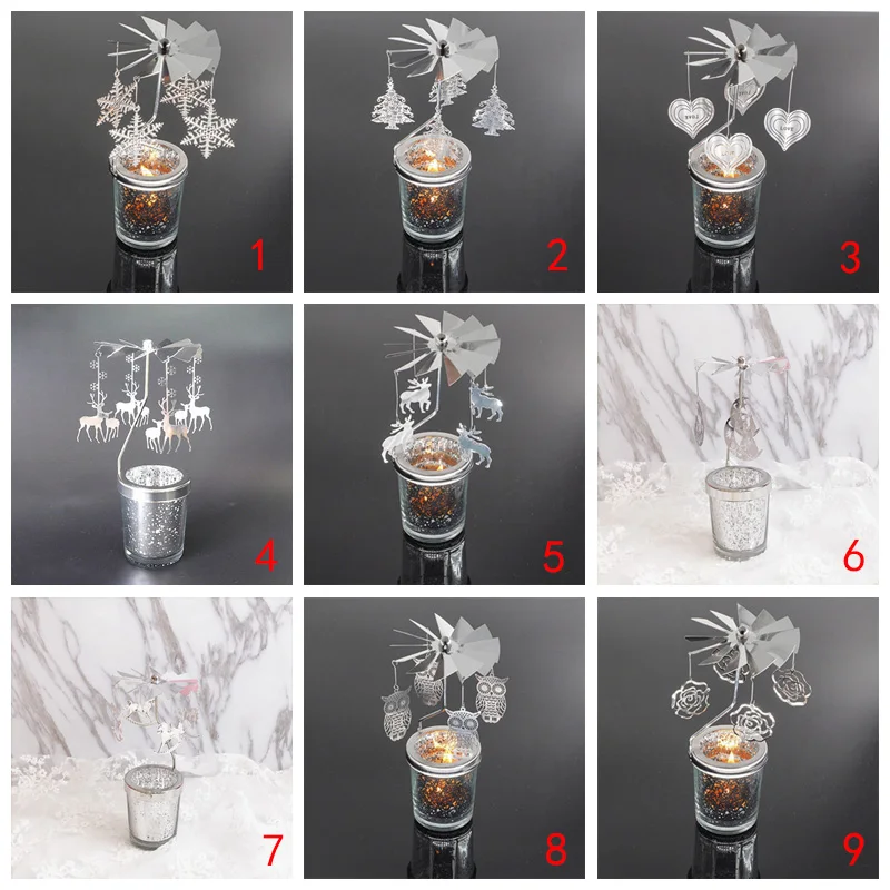 Новинка украшение для дома на Рождество романтичный вращающийся подсвечник