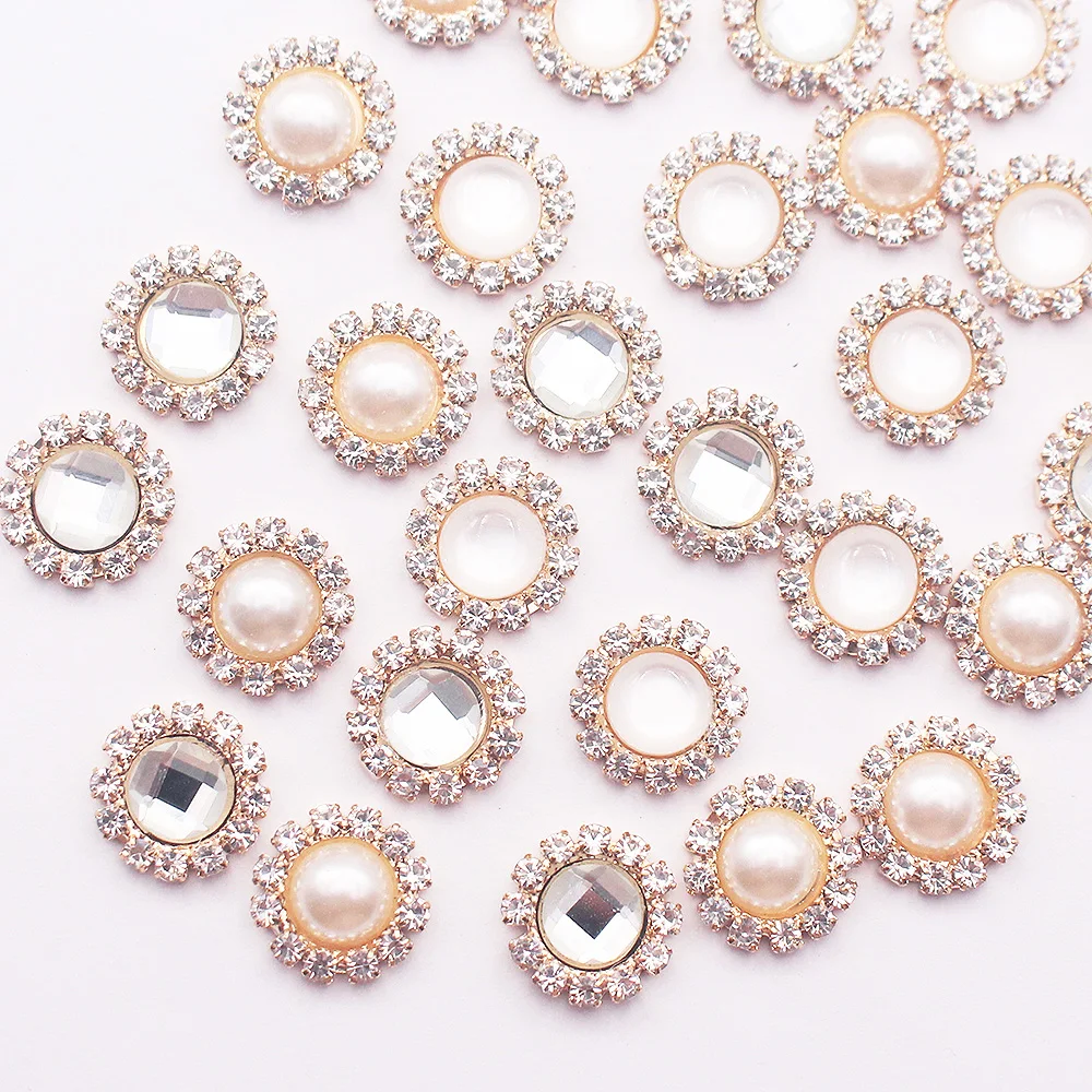 

New Rhinestones Buttons 5pcs Gold Claw Cup Base Glitter Crystals Beads Sewing Stones Strass Crafts Glue Rhinestones for Clothes