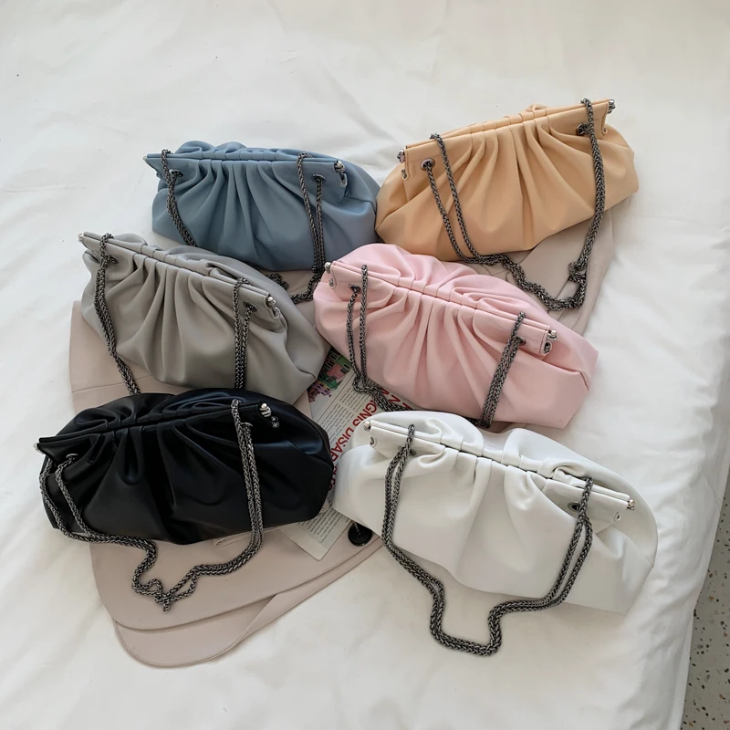 

Fashion Dumpling Shoulder Bag For Women 2021 Chain PU Leather Crossbody Bags Branded Designer Handbags Purse Female