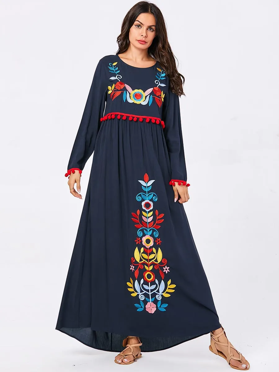 Мусульманское платье-абайя женское кимоно марокканский кафтан Elbise вышивка