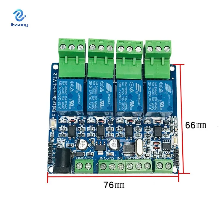 Modbus RTU 4-ходовой релейный модуль DIY STM8S103 система 4 дорожный вход 485 связь |