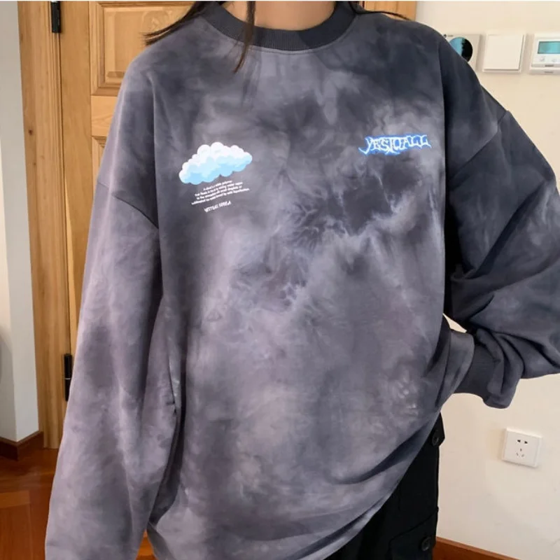 

BiggOrange Tie Dye Print Hoodies Women 2021 Fashion Korean Style Blue Female Hoodie Oversized Sweatshirts Long Sleeve Ladies Top