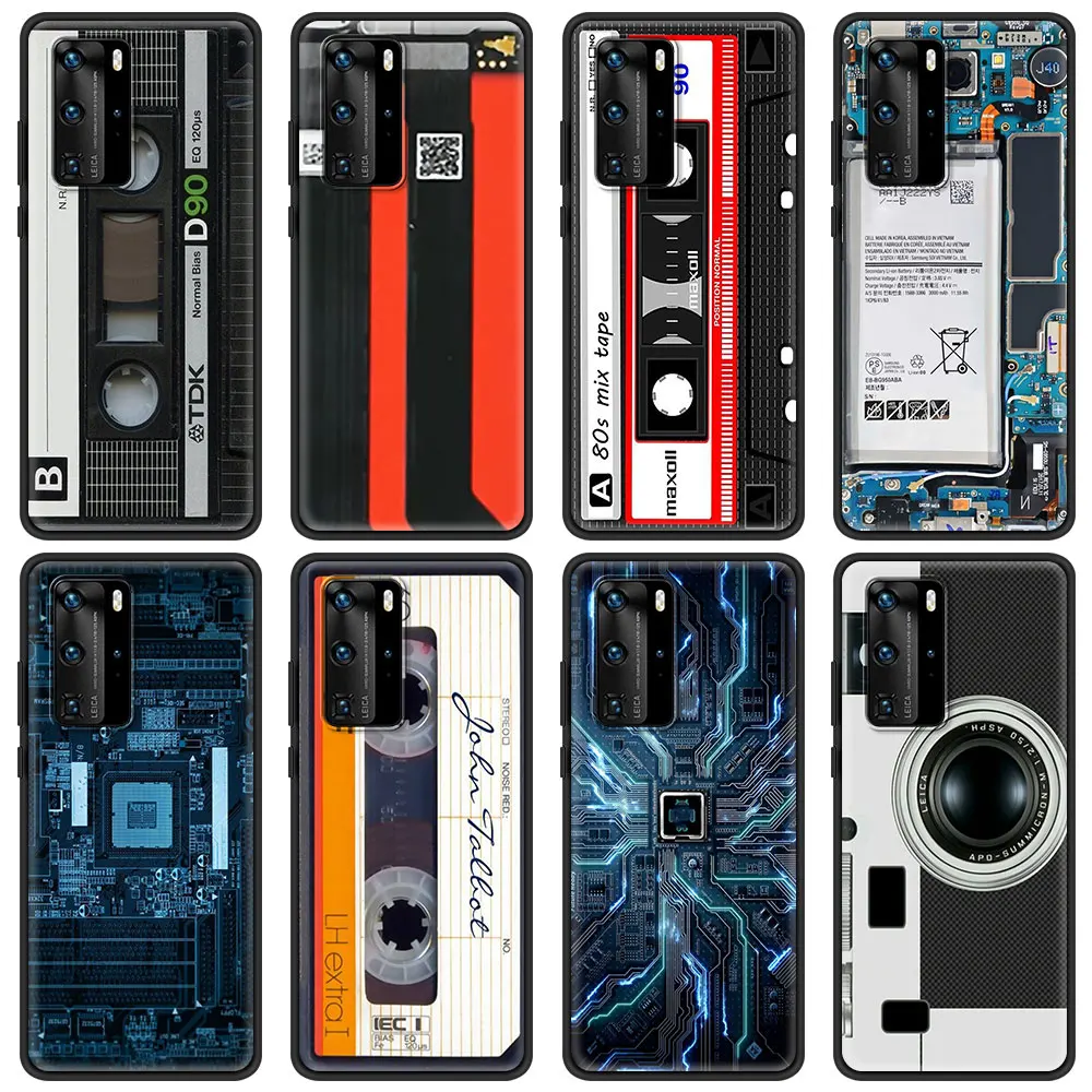 Ретро винтажный Чехол для телефона с камерой и кассетной батареей Huawei P30 Lite P40 Pro